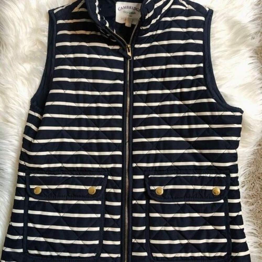 Striped‎ Quilted Vest Nautical Coastal Preppy